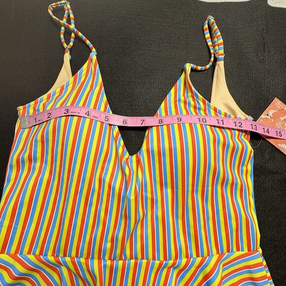 NWT KORTNI JEANE Women 2 Piece Swimsuit Bikini Scoop Back Sz M Multicolor 28-5 - Picture 5 of 16